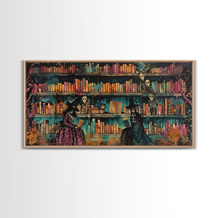 The Witch's Library Framed Canvas Print - Spooky Season Wall Art - Spooky Season - Spooky Decor - Halloween Wall Art