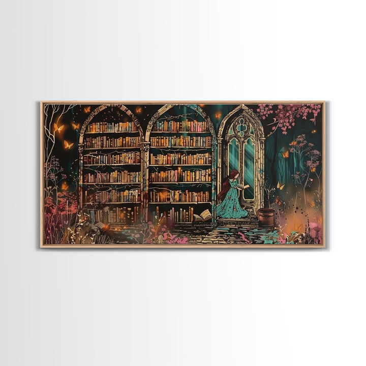 The Witch's Library Framed Canvas Print - Spooky Season Wall Art - Spooky Season - Spooky Decor - Halloween Wall Art