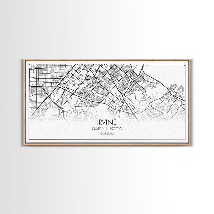 Irvine City Map, California Map, Map Art, Modern Art, Wall Art, Canvas Art, Bedroom Wall Décor, Engagement Gift, Tiny Home Décor, Home Décor