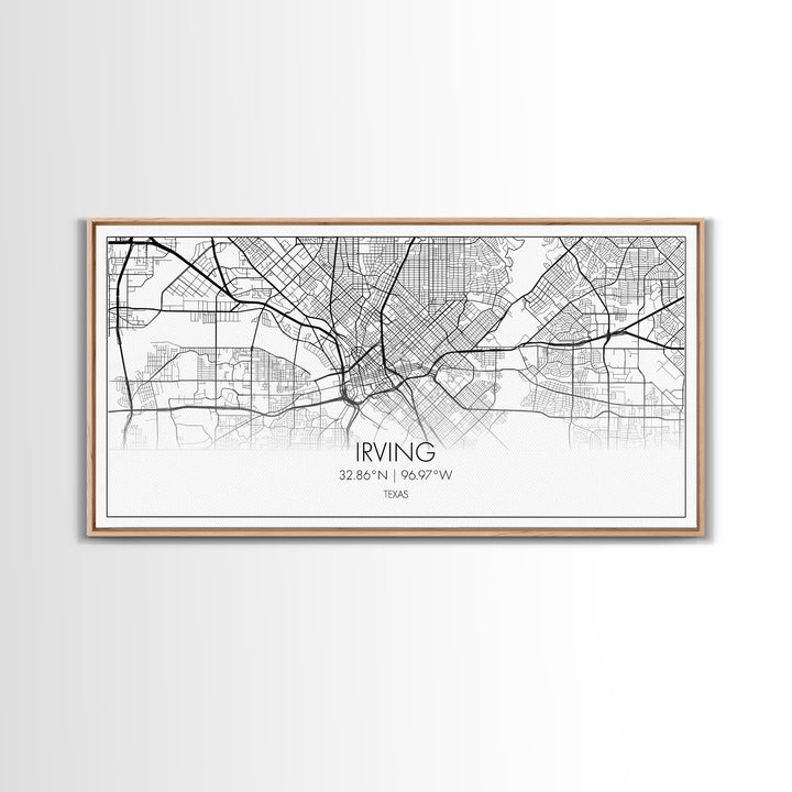 Irving City Map, Texas Map, Map Art, Modern Art, Wall Art, Canvas Art, Texas Wall Art, Hanging Wall Décor, Travel Lover Gift, Apartment Art