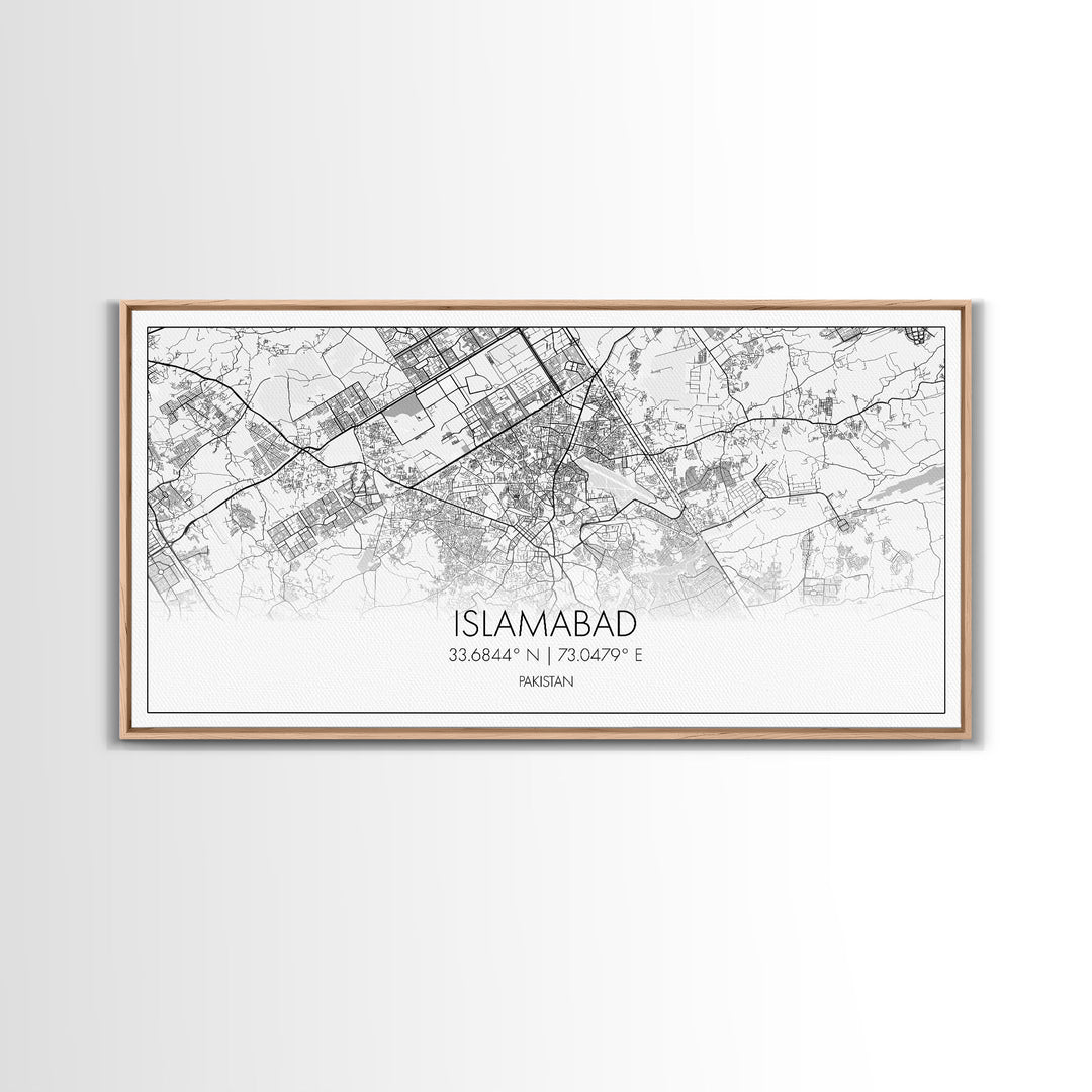 Islamabad City Map, Pakistan Map, Map Art, Modern Art, Wall Art, Canvas Art, Travel Wall Art, Office Wall Print, Gifts For Him, Room Décor