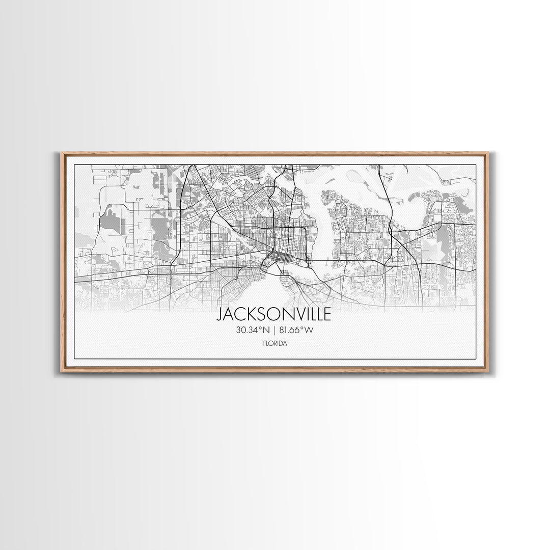 Jacksonville City Map, Florida Map, Map Art, Modern Art, Wall Art, Canvas Art, Bar Cart Art, Wall Print Trendy, Girlfriend Gift, Office Art