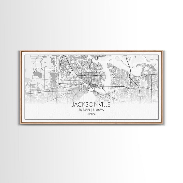 Jacksonville City Map, Florida Map, Map Art, Modern Art, Wall Art, Canvas Art, Bar Cart Art, Wall Print Trendy, Girlfriend Gift, Office Art