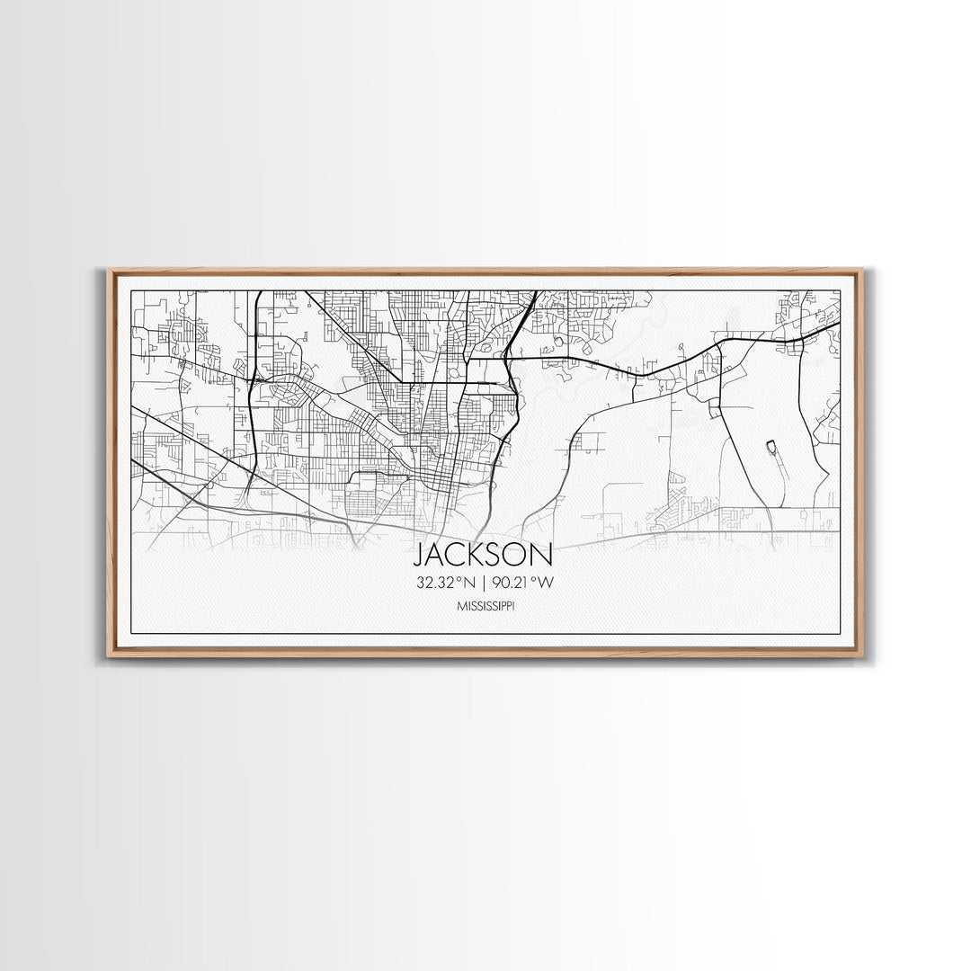 Jackson City Map, Mississippi Map, Map Art, Modern Art, Wall Art, Canvas Art, Apartment Wall Décor, Modern Farmhouse Art, Gift For Men