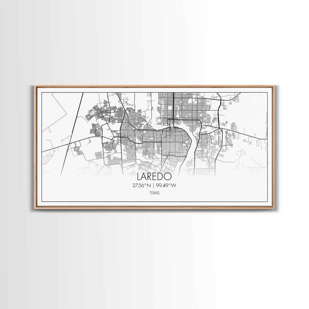 Laredo City Map, Texas Map, Map Art, Modern Art, Wall Art, Canvas Art, Texas Wall Art, Wedding Gift, Bedroom Wall Décor, Dorm Wall Art