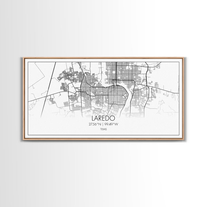 Laredo City Map, Texas Map, Map Art, Modern Art, Wall Art, Canvas Art, Texas Wall Art, Wedding Gift, Bedroom Wall Décor, Dorm Wall Art