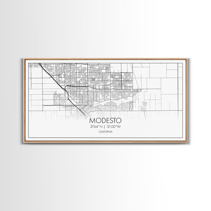 Modesto City Map, California Map, Map Art, Minimalist Wall Art, Wall Art, Canvas Art, Gift For Wife, Dorm Room Prints, Horizontal Wall Art