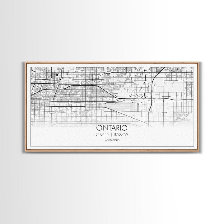 Ontario City Map, California Art, Map Print, Minimalist Wall Art, Wall Art, Canvas Art, Teen Birthday Gift, Trendy Wall Art, Horizontal Art