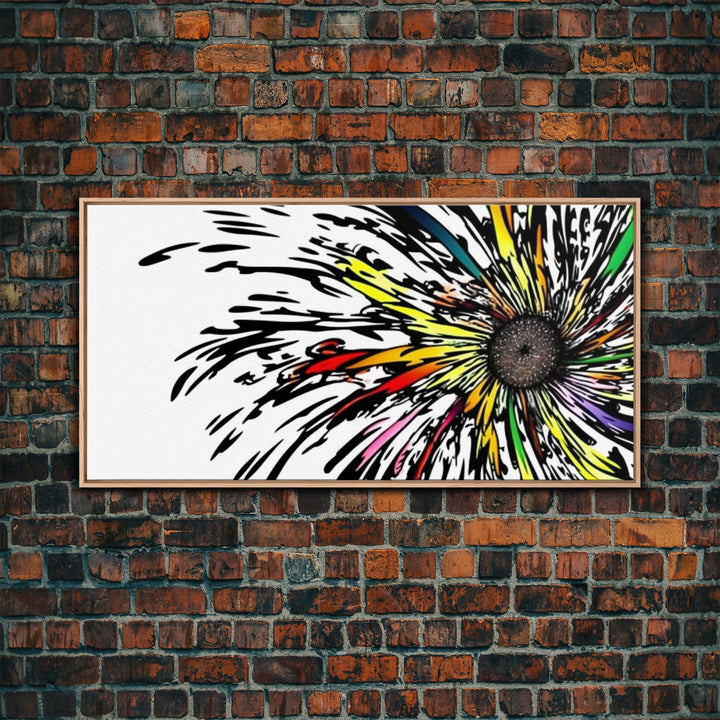 Abstract Flower Art - Exploding Flower - Rainbow Flower Painting / Canvas Print - Framed Wall Art - Unique Minimalist / Expressionist Art