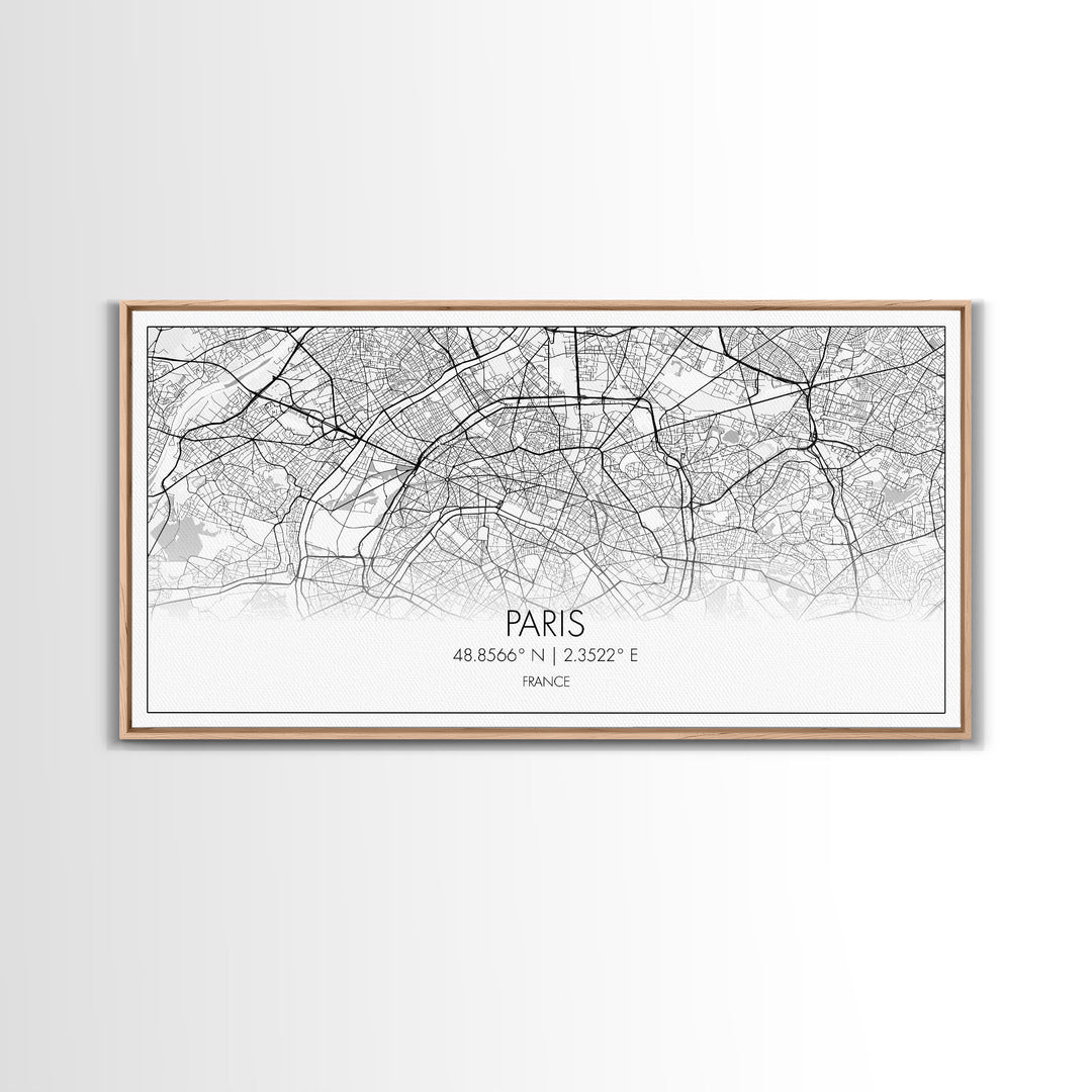 Paris City Map, France Art, Map Print, Minimalist Wall Art, Wall Art, Canvas Art, European Art, Dorm Room Wall Art, Gift For Traveler