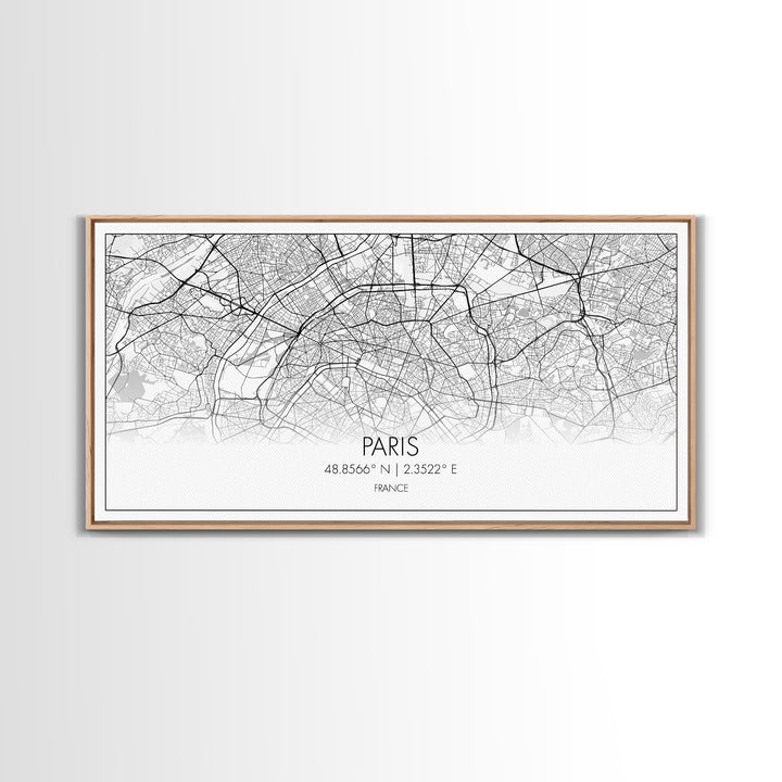 Paris City Map, France Art, Map Print, Minimalist Wall Art, Wall Art, Canvas Art, European Art, Dorm Room Wall Art, Gift For Traveler