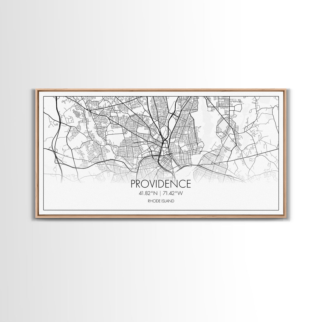 Providence City Map, Rhode Island Art, Map Print, Minimalist Wall Art, Wall Art, Canvas Art, Gifts For Mom, Horizontal Wall Art, Office Art