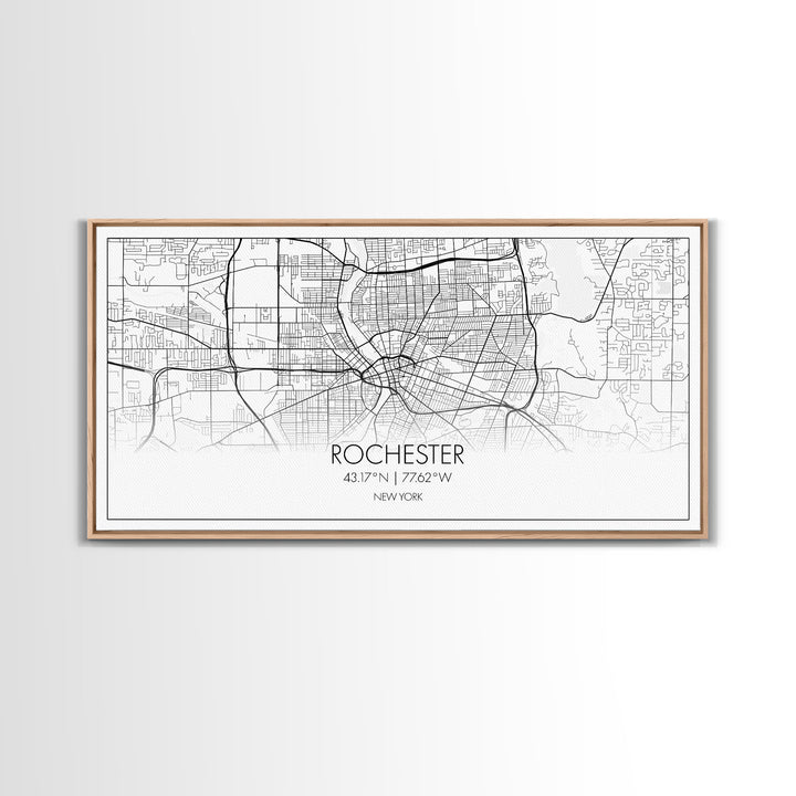 Rochester City Map, New York Art, Map Print, Minimalist Wall Art, Wall Art, Canvas Art, Rustic Wall Art, Wall Deco, Housewarming Gift