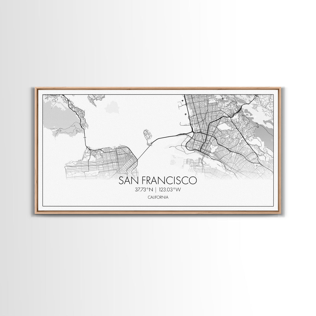 San Francisco City Map, California Art, Map Print, Modern Wall Art, Wall Art, Canvas Art, Bookshelf Décor, Dining Room Prints, City Wall Art