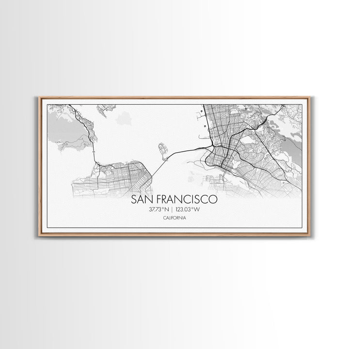 San Francisco City Map, California Art, Map Print, Modern Wall Art, Wall Art, Canvas Art, Bookshelf Décor, Dining Room Prints, City Wall Art