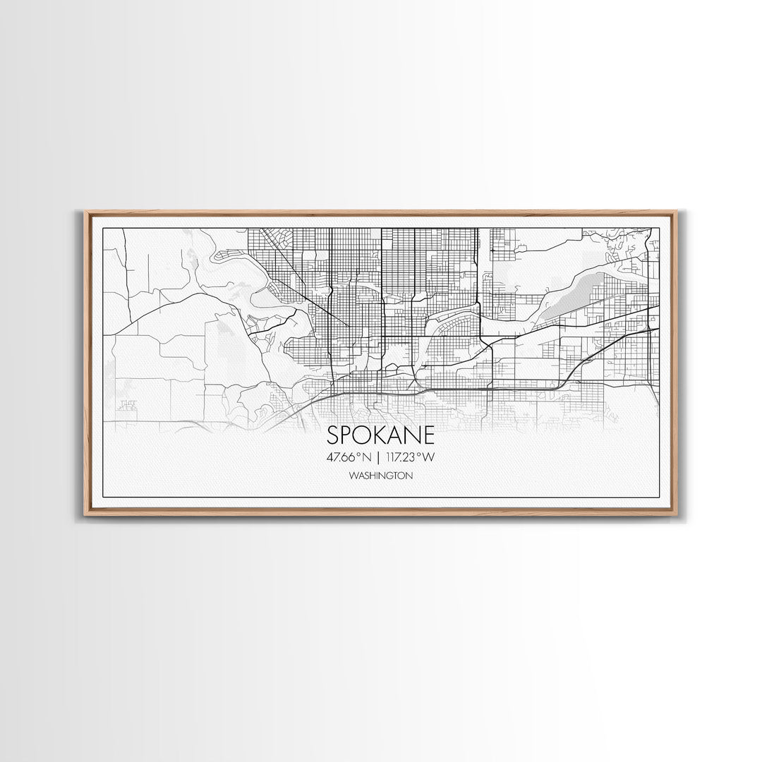 Spokane City Map, Washington Art, Map Print, Modern Wall Art, Wall Art, Canvas Art, Family Room Wall Art, Landscape Art Print, Military Gift