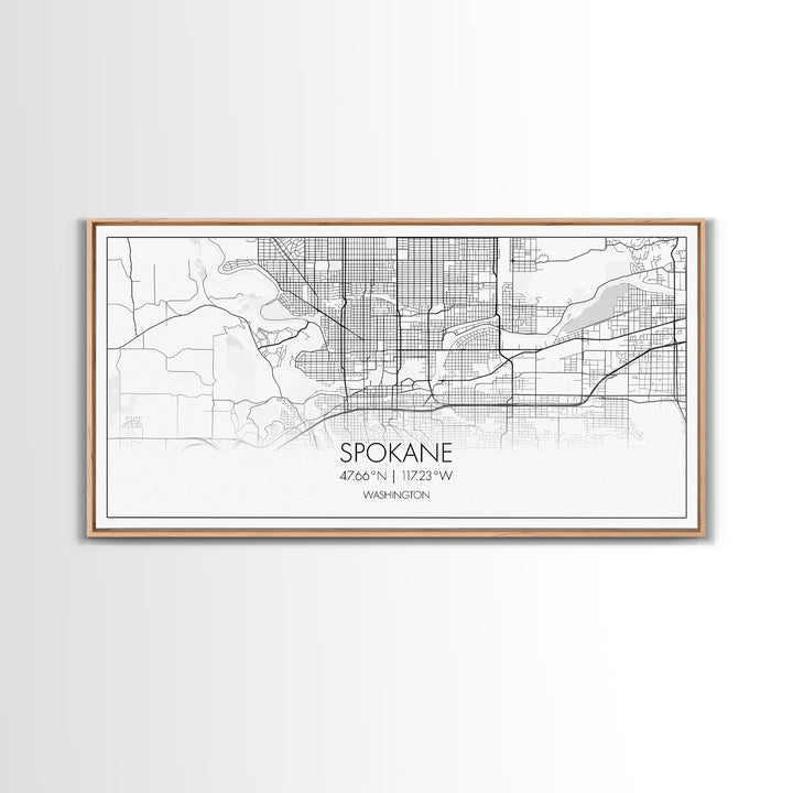 Spokane City Map, Washington Art, Map Print, Modern Wall Art, Wall Art, Canvas Art, Family Room Wall Art, Landscape Art Print, Military Gift