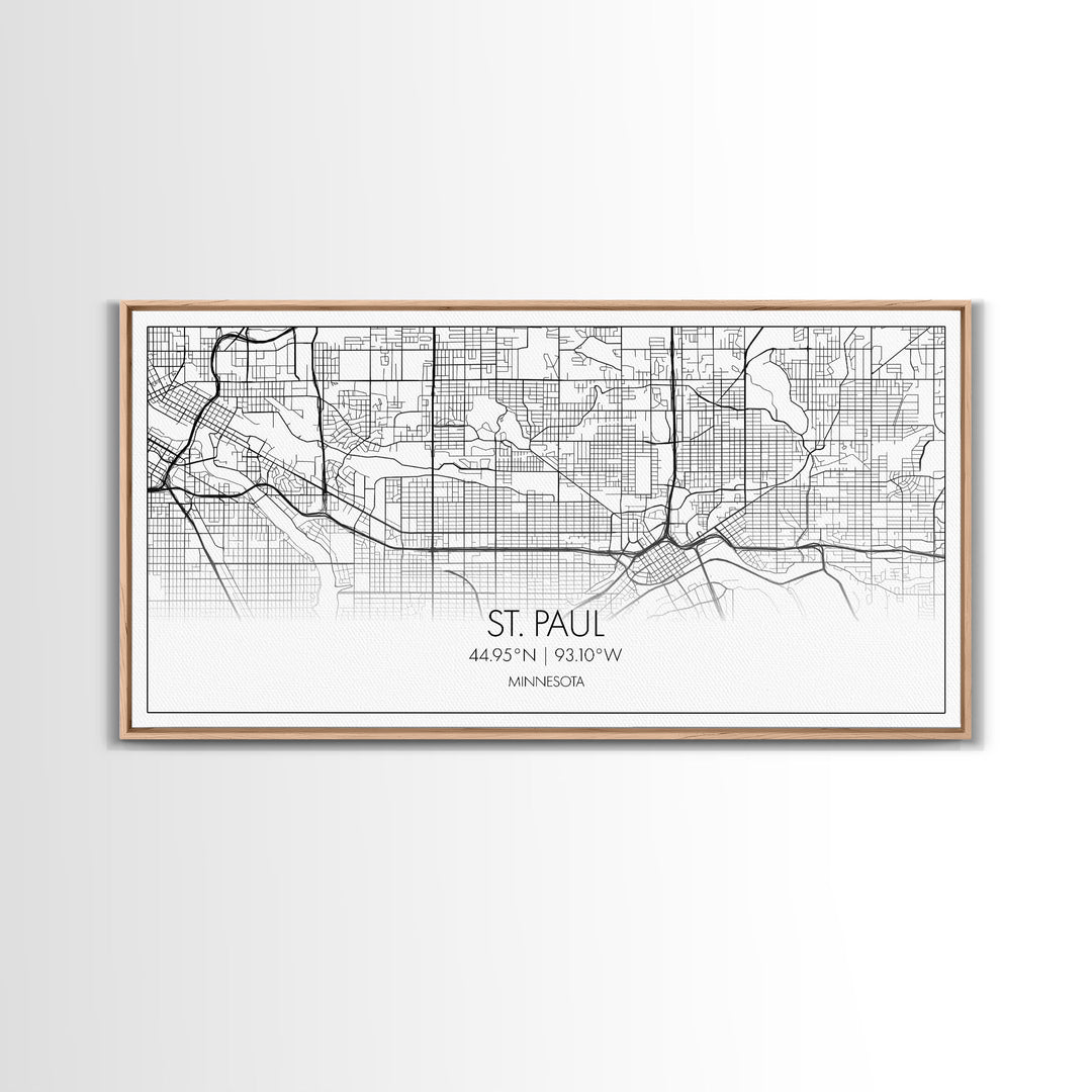 St Paul City Map, Minnesota Art, Map Print, Modern Wall Art, Wall Art, Canvas Art, Bedroom Teen Girl Art, Newlywed Gift, College Dorm Décor