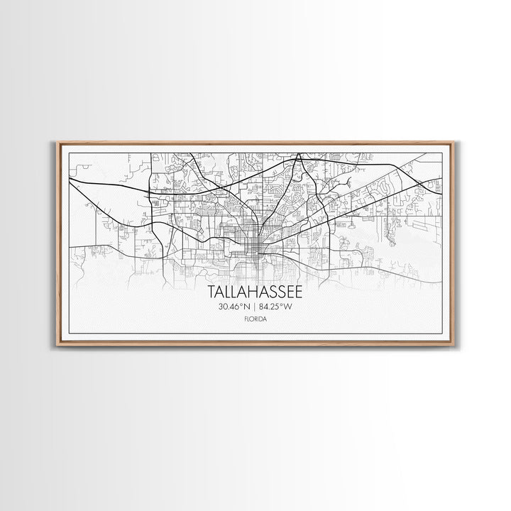 Tallahassee City Map, Florida Art, Map Print, Modern Wall Art, Wall Art, Canvas Art, Teen Boy Wall Art, Going Away Gift, Office Wall Décor