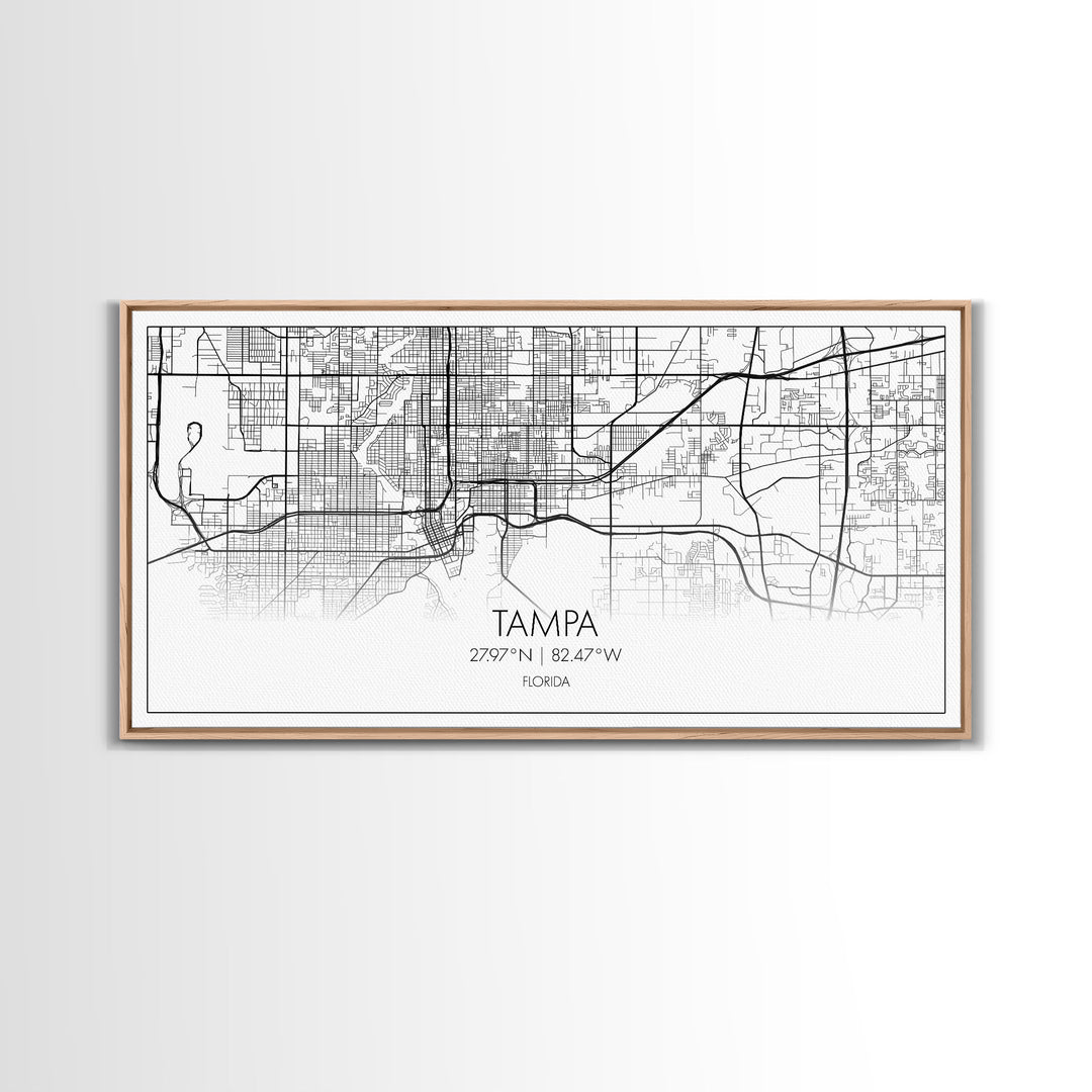 Tampa City Map, Florida Art, Map Print, Modern Wall Art, Wall Art, Canvas Art, New Home Gift Ideas, Tiny House Décor, Family Room Wall Art