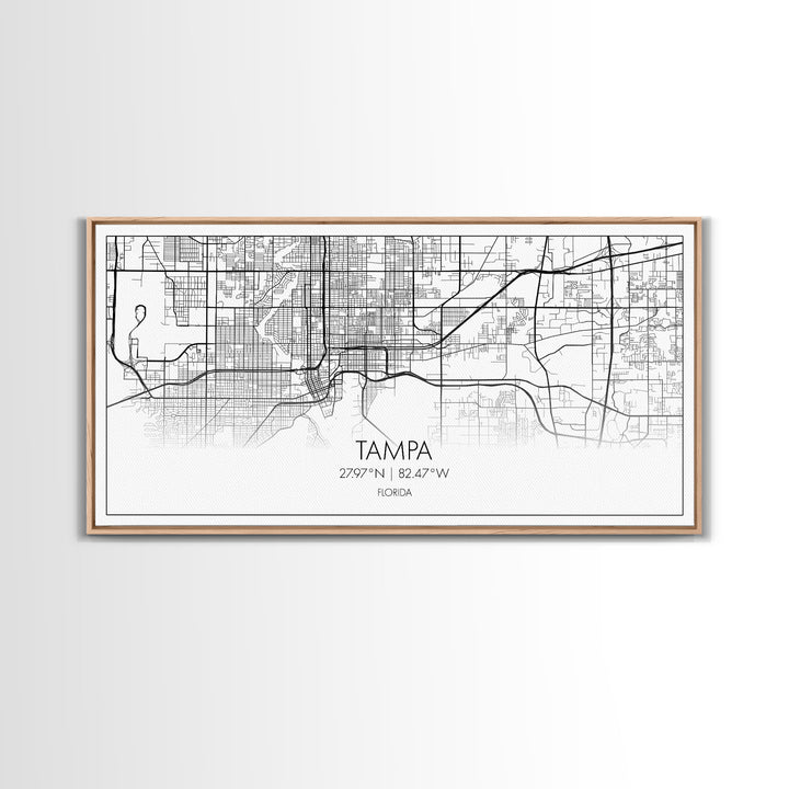 Tampa City Map, Florida Art, Map Print, Modern Wall Art, Wall Art, Canvas Art, New Home Gift Ideas, Tiny House Décor, Family Room Wall Art