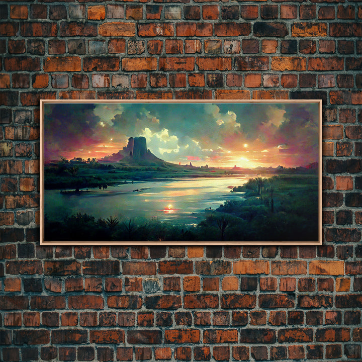 Vaporwave Sunset Canvas Print, beautiful landscape art, living room wall art