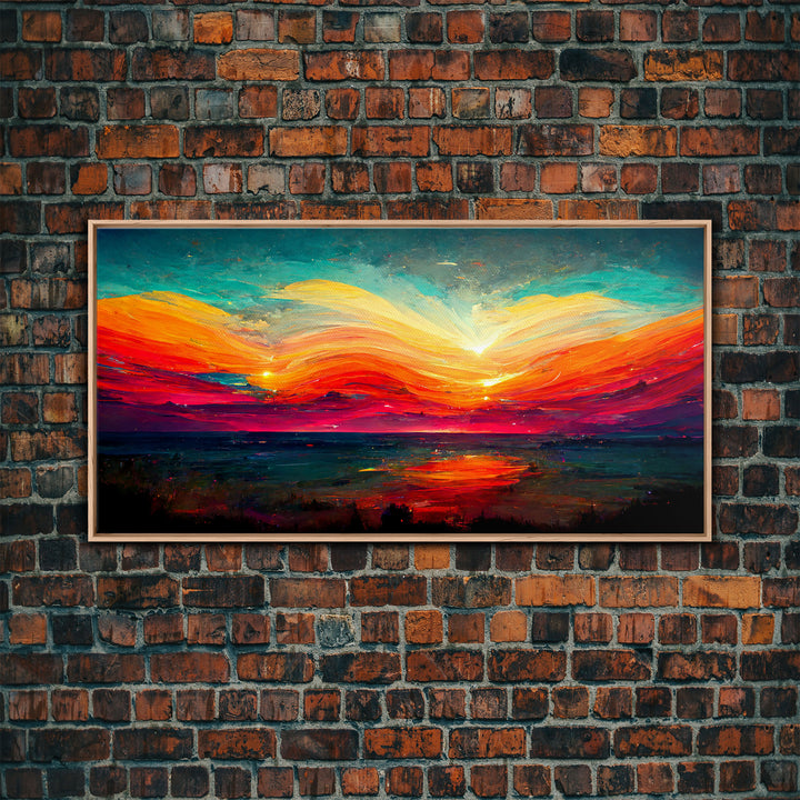 Beautiful sunset canvas print, canvas art, ink painting style, abstract sunset wall art, cool wall art