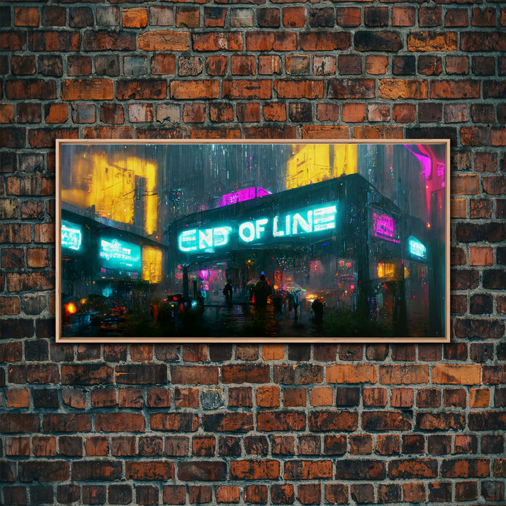 End Of Line, Cyberpunk Subway Art, Dystopian Cyber Punk City, Canvas Print, Bladerunner vibes art, cool wall art, night city