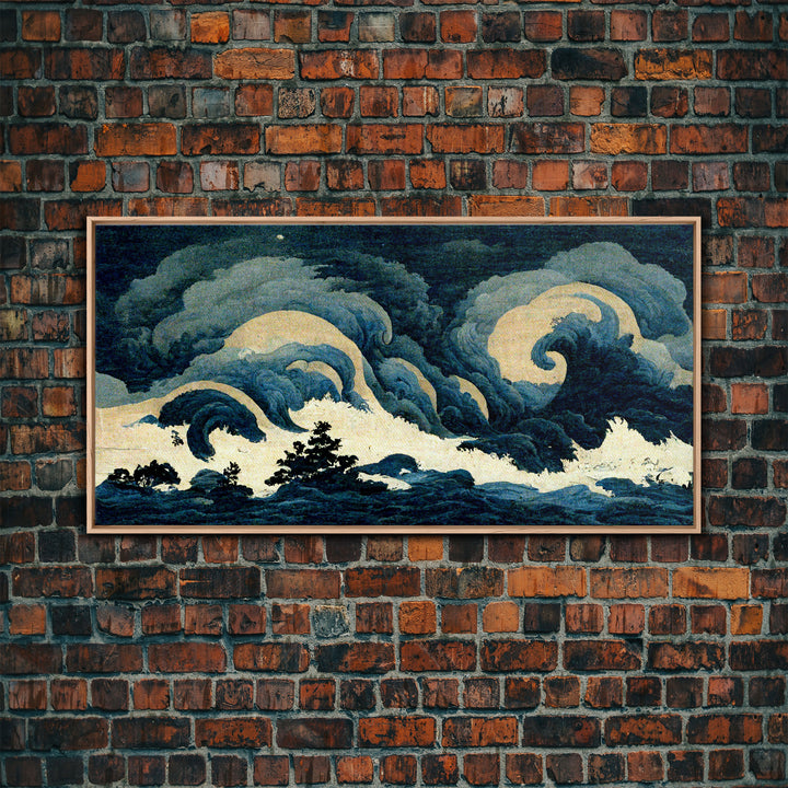 Japanese Style Wall Art, A Stormy Sea, Canvas Print, ready to hang wall art