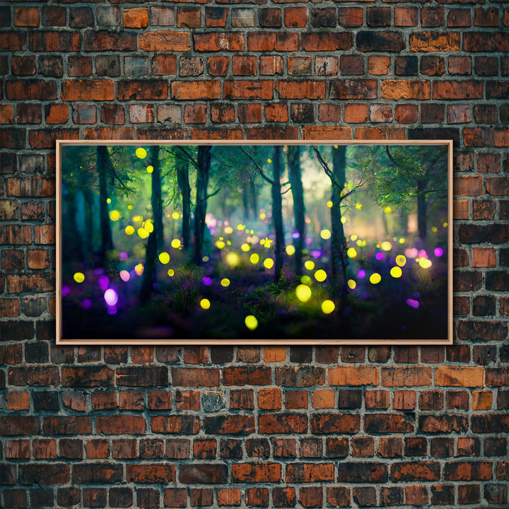 Magical forest with fairies canvas print, fantasy art, cool wall art, dorm art, ready to hang wall art