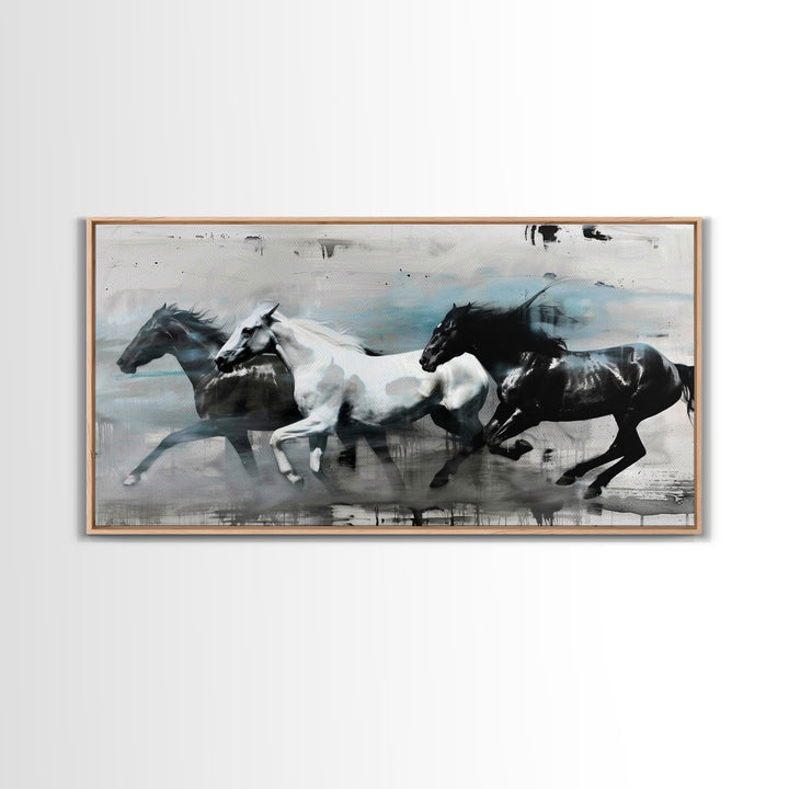 Stunning Trio of Horses Running in Field, Perfect for Living Room Art, Framed Canvas Print, Bedroom Decor, Home Decoration, Horse Lover Gift