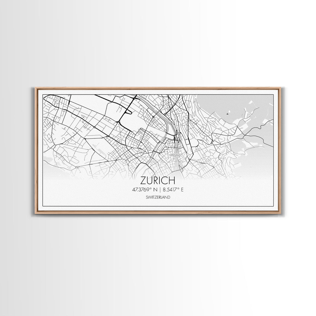 Zurich City Map, Switzerland Art, Map Print, Modern Wall Art, Wall Art, Canvas Art, Home Office Art, Newlywed Gift, Landscape Art Print