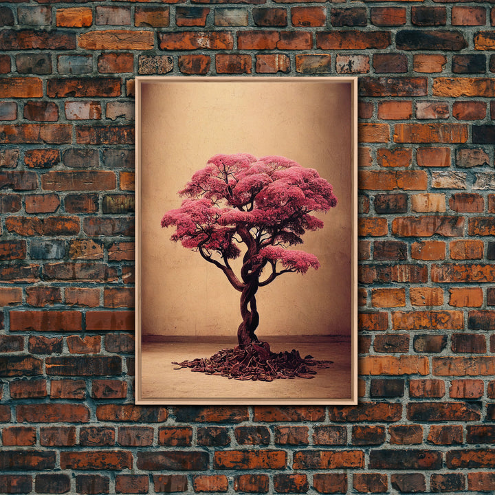 Japanese Maple Tree, Framed Canvas Print, Ready To Hang Framed Wall Art, Living Room Wall Hanging, Cherry Blossom Tree