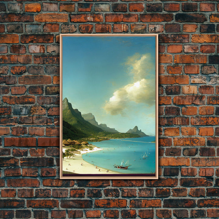 Tropical Beach Art, Hawaii Beach wall art, framed canvas print, ready to hang painting print, framed decor