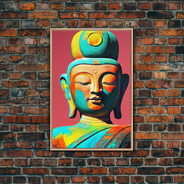 Colorful rainbow Buddha, framed canvas print zen wall art