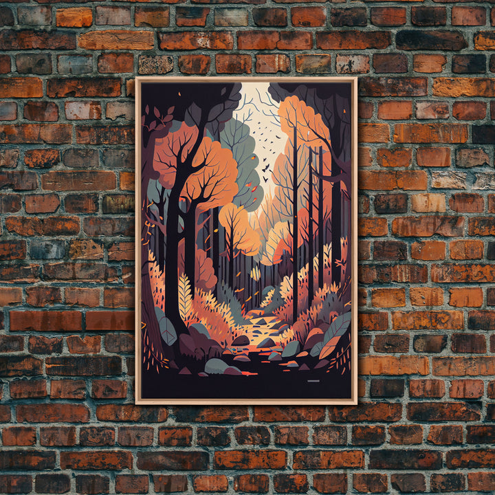 A Beautiful autumn scene, fall in the forest, fine art poster print