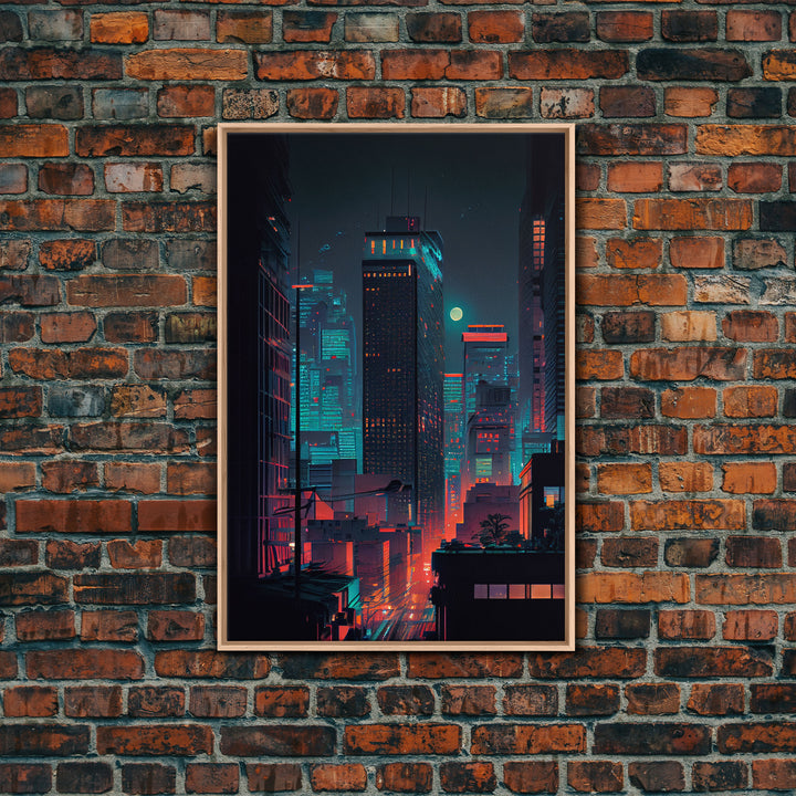 Night Cityscape Skyscrapers Dark Fine Art Print, Wall Art Print, Wall Poster, Wall Decor