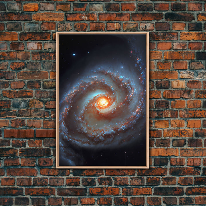 Close up view of a spiral galaxy, space art, framed canvas print, astronomy art