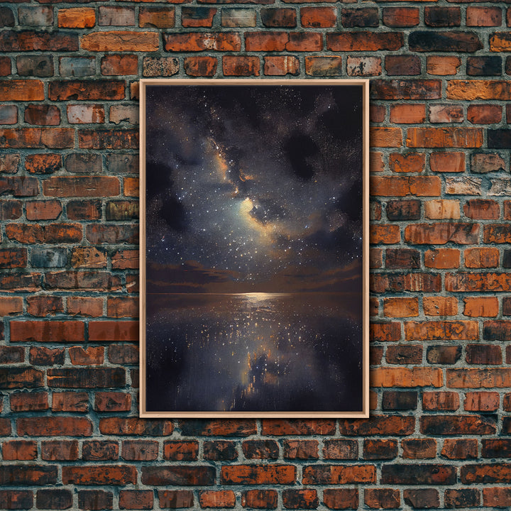 Ocean Reflection Night Sky Stars Galaxy Fine Art Print, Wall Art Print, Wall Poster, Wall Décor