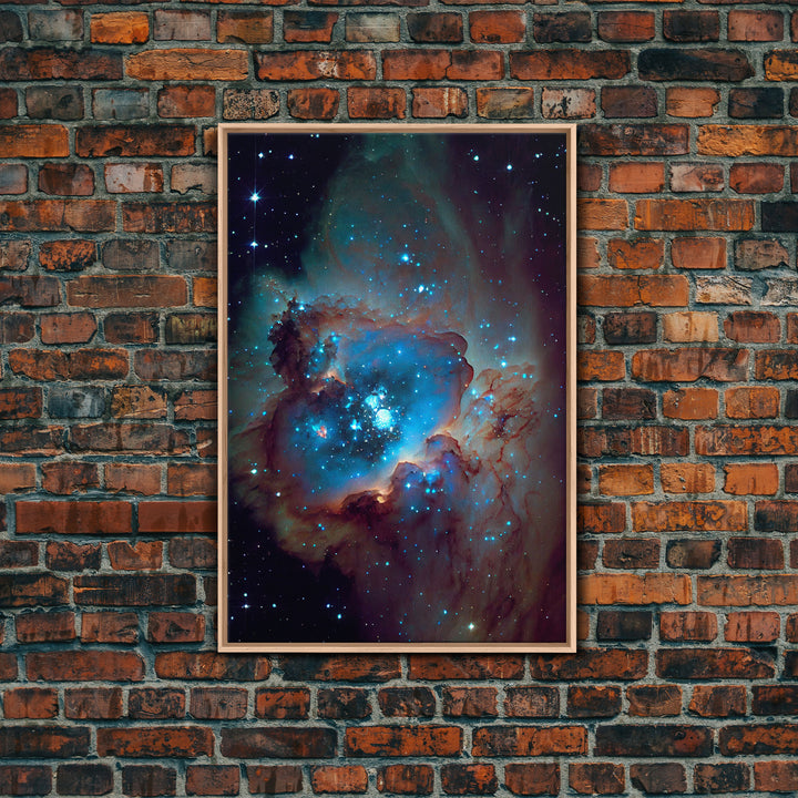 The Stars Glow At Night, framed canvas print, watercolor space painting