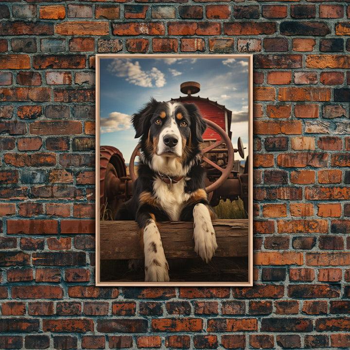 Dog Wall Art, Bernese Mountain Dog Wall Print, Farmhouse Wall Art, Wall Art, Framed Wall Art, Framed Canvas. Wall Print, Wall Canvas