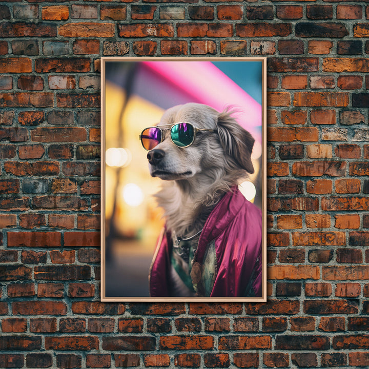 Long Haired Chihuahua Wall Print, Dog Wall Art, Dog Sunglasses, Funny Art, Framed Wall Art, Framed Canvas, Wall Print, Wall Canvas