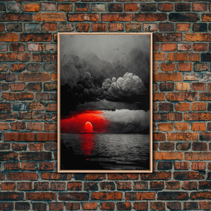 Spooky Horror Canvas Print, Bloodmoon Sunset, Blood moon, Halloween Wall Art, Ready To Hang