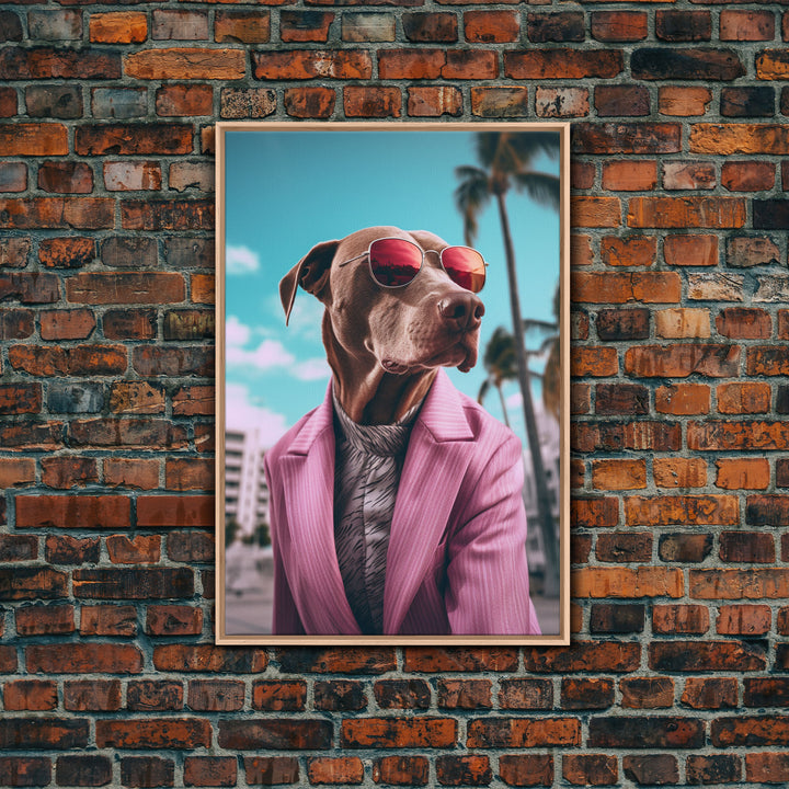 Labrador In Pink Suit Sunglasses Wall Print, Dog Art, Dog Portrait, Dog Art Print, Framed Wall Art, Framed Canvas, Wall Print, Wall Canvas