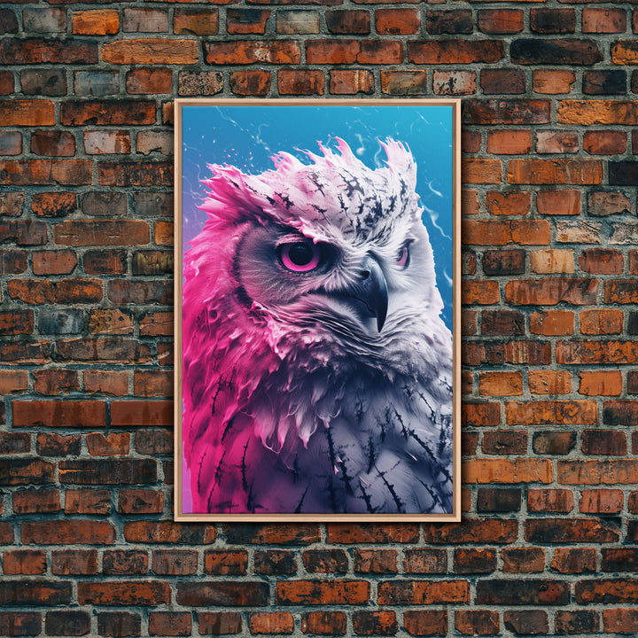 Bird Wall Print, Animal Art Print, Animal Portrait, Pink Art, Wildlife Art, Owl Art, Framed Wall Art, Framed Canvas, Wall Print, Wall Canvas