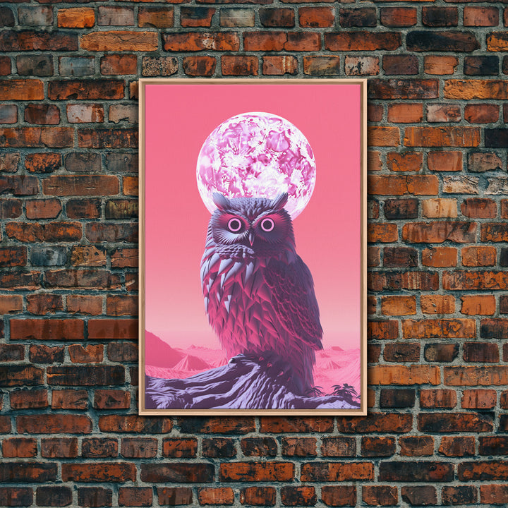 Owl Wall Print, Animal Art Print, Abstract Bird Wall Art, Animal Portrait, Pink Art, Framed Wall Art, Framed Canvas, Wall Print, Wall Canvas