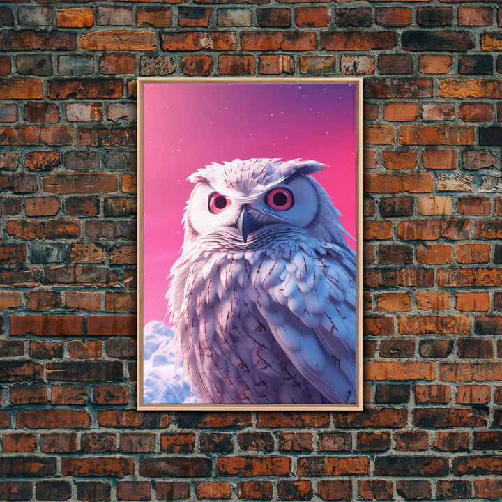 Owl Wall Print, Animal Art Print, Wildlife Bird Art, Animal Portrait, Pink Art, Framed Wall Art, Framed Canvas, Wall Print, Wall Canvas