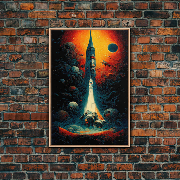 Cosmic Horror Space Exploration Poster Canvas Print, Scifi Wall Art, ready to hang wall art