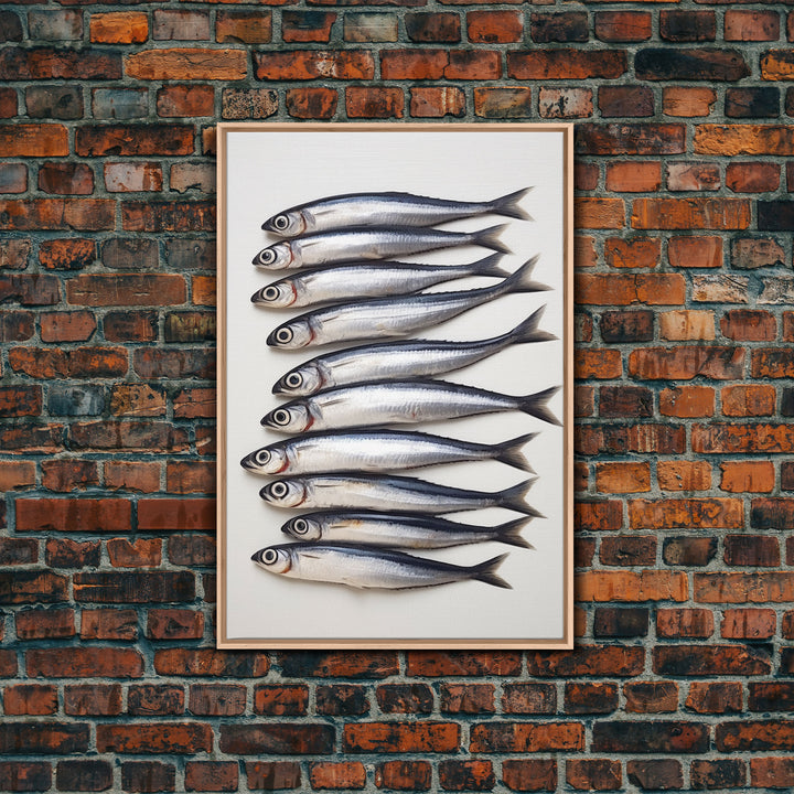 Sardines Art Print - Framed Canvas Art - Oil Painting Still Life Print - French Kitchen Art - Restaurant Art - Sardine Still Life - Fish Art