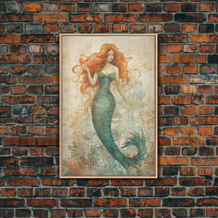 Coastal Mermaid Canvas Print Or Poster, Framed